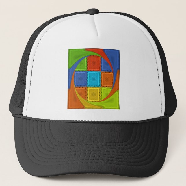 Gorra De Camionero Curva cuadrada verde dorada roja (Anverso)