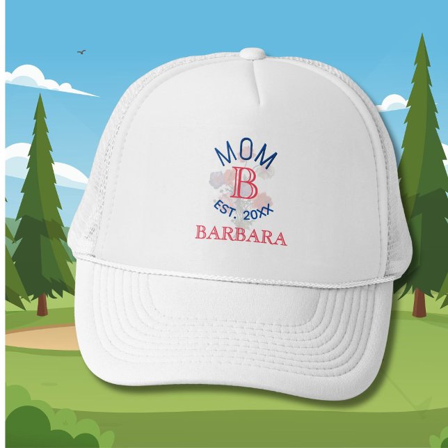 Gorra De Camionero Custom Elegant Floral MOM EST. Monogram (Subido por el creador)