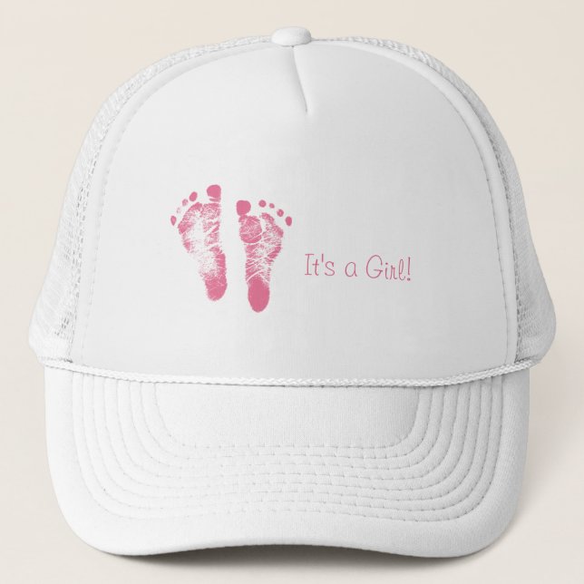Gorra De Camionero Cute Baby Footprints Anuncio de Nacimiento (Anverso)