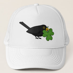Gorra De Camionero Cute Blackbird con Shamrock Clover Personalizado