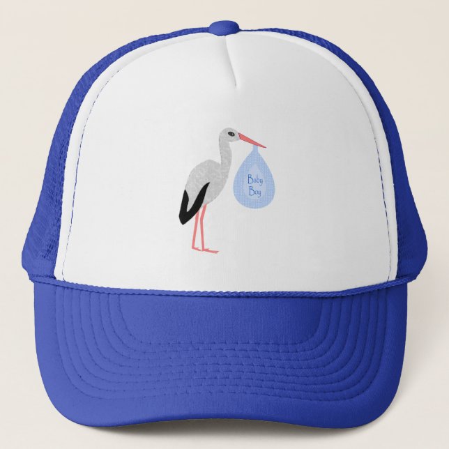 Gorra De Camionero Cute Blue Baby Boy Stork (Anverso)
