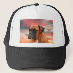 Gorra De Camionero Cute Boxer Perro Agua Color Aceite Pintura Arte