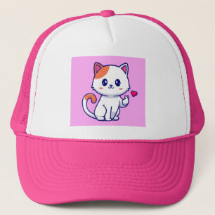 Gorra De Camionero Cute Cat in Love Rótulo Hand-57577
