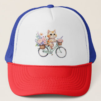 Gorra De Camionero Cute Cat on Floral Bike Hat – Fun Gift for Cat Lov