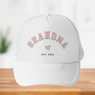 Gorra De Camionero Cute Collegiate Rubor Rosa Abuela Año Personalizad