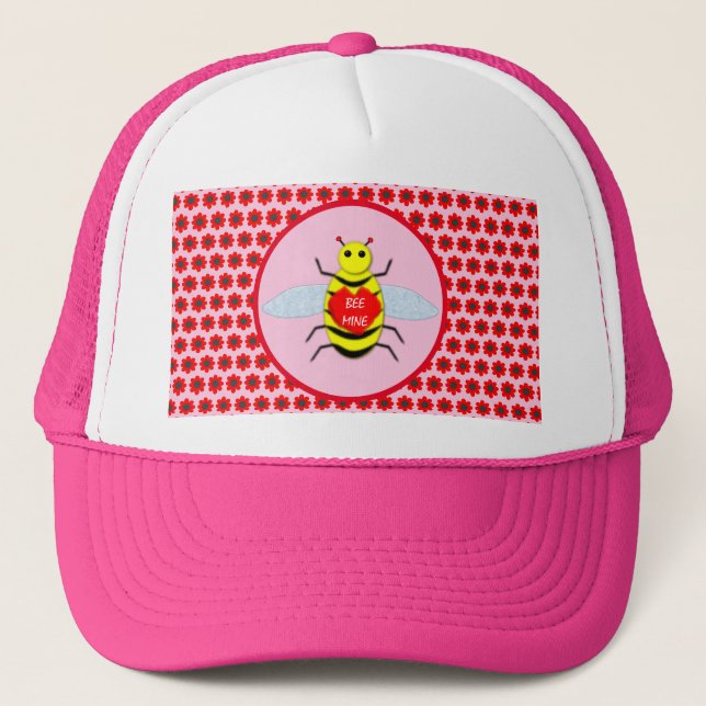 Gorra De Camionero Cute Día de San Valentín Bee (Anverso)