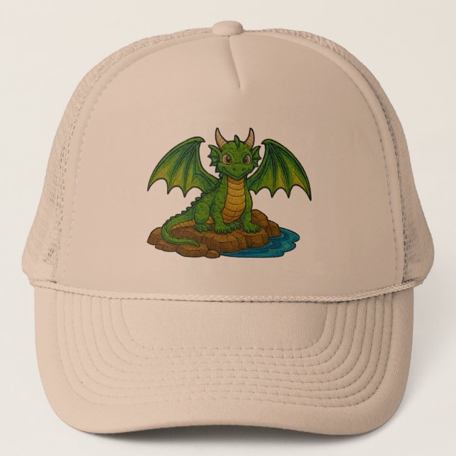 Gorra De Camionero Cute dragón verde (Anverso)