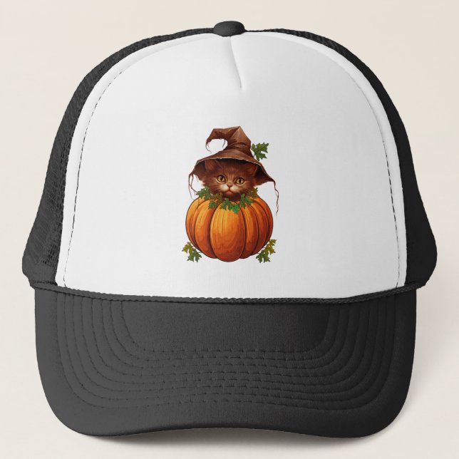 GORRA DE CAMIONERO CUTE FUNNY CAT PUMPKIN (Anverso)