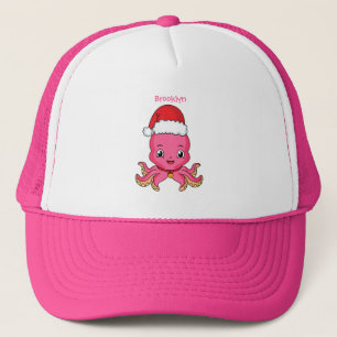 Gorra De Camionero Cute happy octopus wearing Christmas hat cartoon