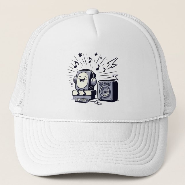 Gorra De Camionero Cute Music Lover – Fun Cartoon Music Cap (Anverso)