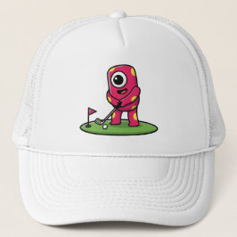Gorra De Camionero Cute One-Eyed Pink Monster Playing Golf Cartoon