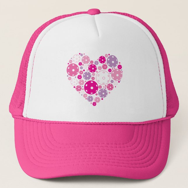 Gorra De Camionero Cute Pickleball 💘 San Valentín (Anverso)