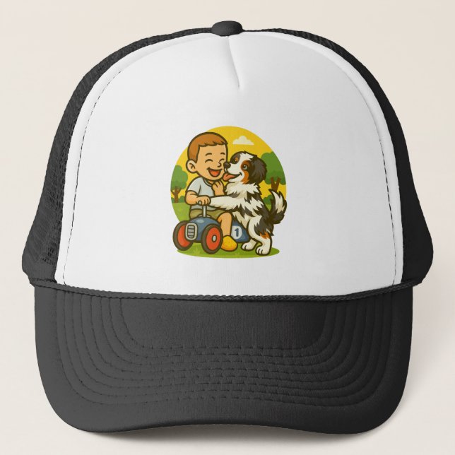 Gorra De Camionero Cute Puppy and Kid Playtime (Anverso)
