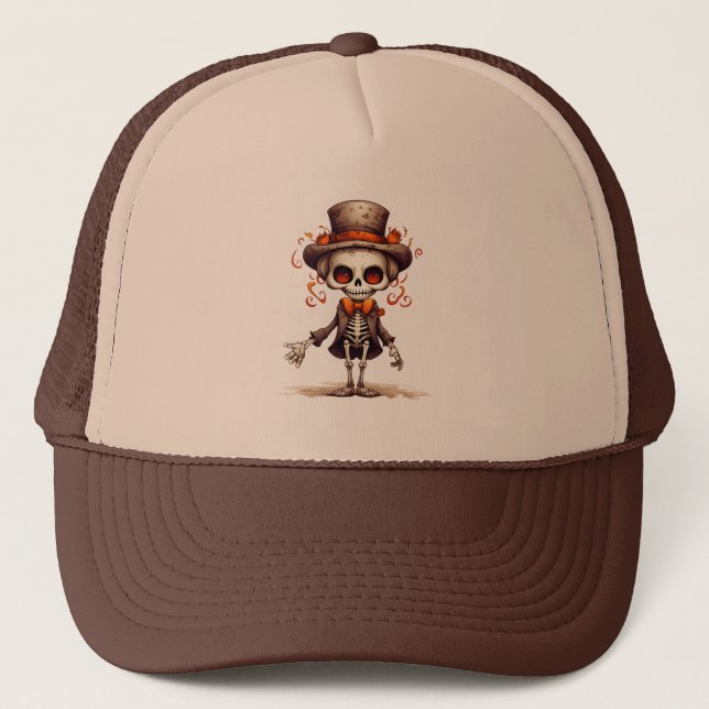 Gorra De Camionero Cute Skeleton Halloween Bruja (Anverso)