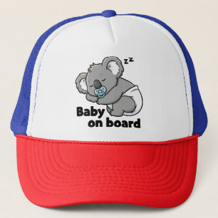 Gorra De Camionero Cute Sleeping Baby Koala Bear Bebé a bordo del c