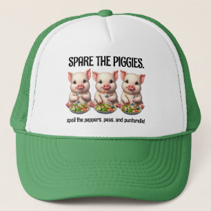 Gorra De Camionero Cute Spare los lechones comiendo ensaladas