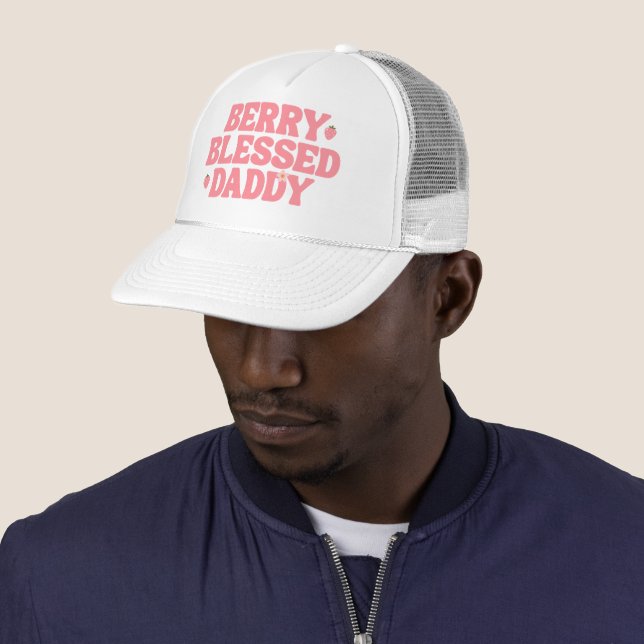 Gorra De Camionero Cute Strawberry Berry Blessed Daddy Pink Birthday (In situ)