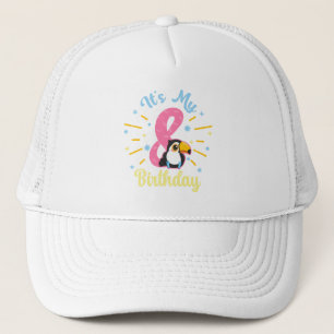 Gorra De Camionero Cute Toucan 8 cumpleaños Chica de 8 años