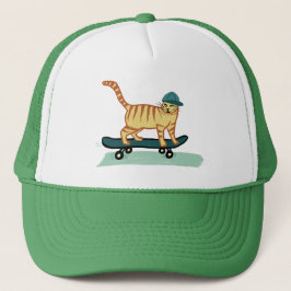 Gorra De Camionero Cuto Skateboarding Tabby Cat