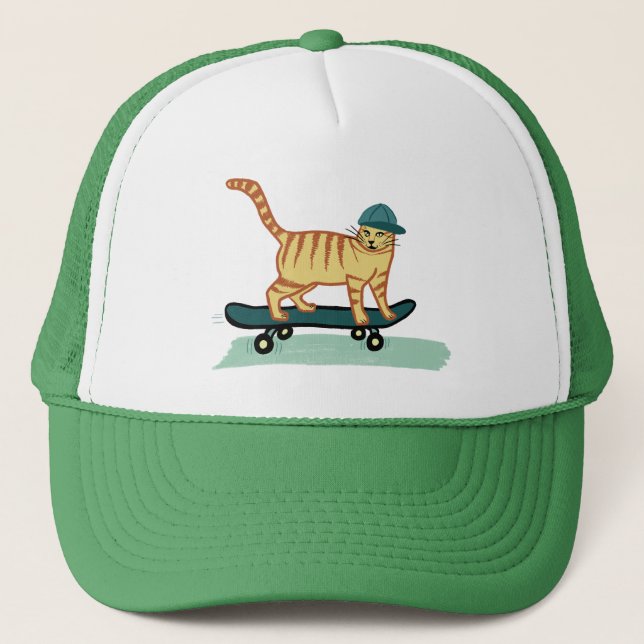 Gorra De Camionero Cuto Skateboarding Tabby Cat (Anverso)