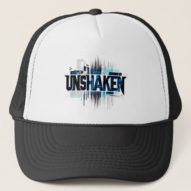 Gorra de camionero cyberpunk 'UNSHAKEN' (Anverso)
