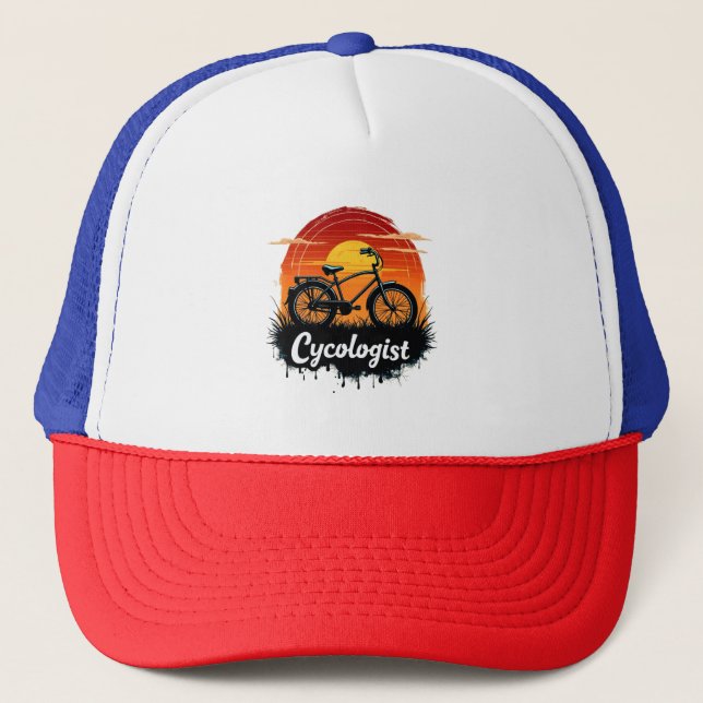 Gorra De Camionero Cycologist Bike Adventure: Tee gráfico atardecer (Anverso)