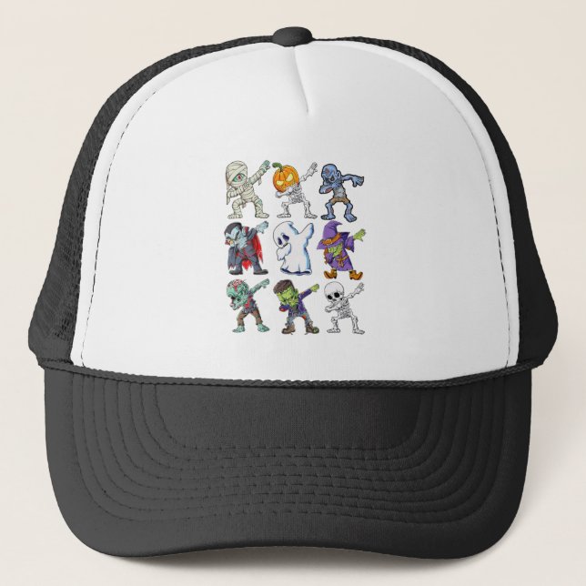 Gorra De Camionero Dabbing Halloween Boys Skeleton Zombie Mummy (Anverso)