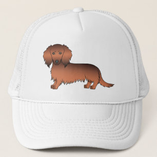 Gorra De Camionero Dachshund Cartoon Cute Pelo Largo Sable Rojo