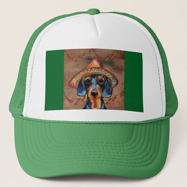 Gorra De Camionero Dachshund Cinco de Mayo (Anverso)