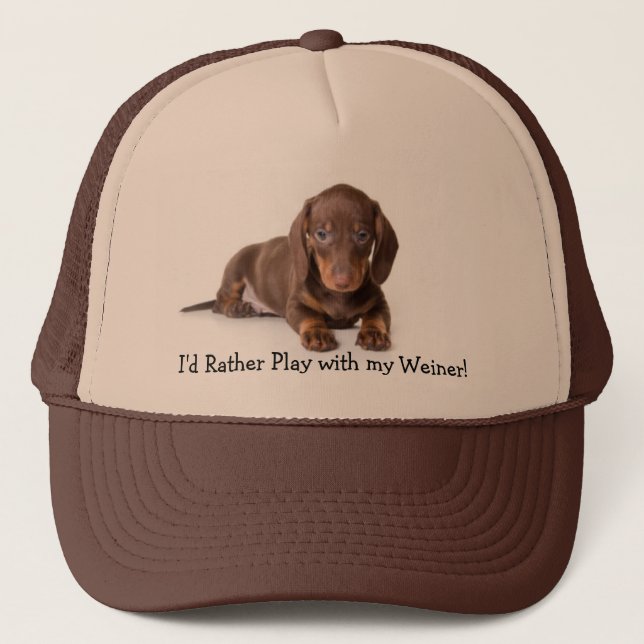 Gorra De Camionero ¡dachshund, jugaría bastante con mi Weiner! (Anverso)