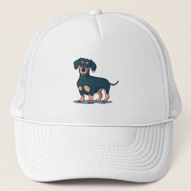 Gorra De Camionero Dachshund negro (Anverso)