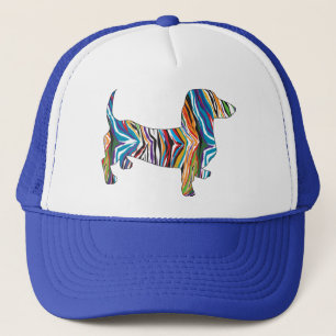 Gorra De Camionero Dachshund psicodélico retro