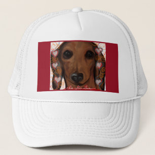 GORRA DE CAMIONERO DACHSHUND ROJO           