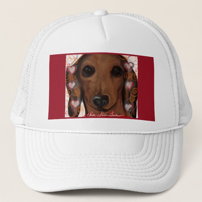 GORRA DE CAMIONERO DACHSHUND ROJO            (Anverso)