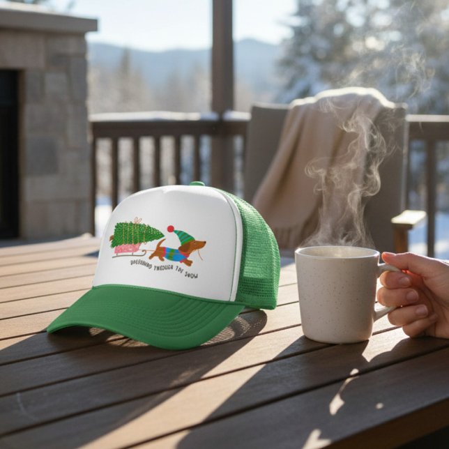 Gorra De Camionero Dachshund Through The Snow Cute Christmas Dog (Subido por el creador)