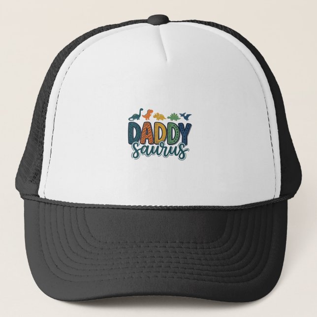 Gorra De Camionero Daddy Saurus Diseño de vector de papá dinosaurio l (Anverso)