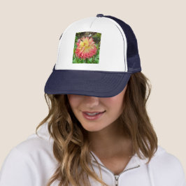 Gorra De Camionero Dahlia rosa y amarilla