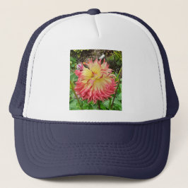 Gorra De Camionero Dahlia rosa y amarilla