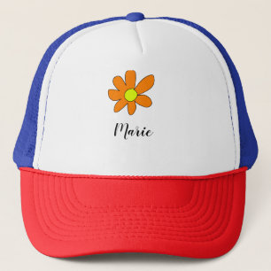 Gorra De Camionero Daisy abstracta naranja amarilla agregar texto de 