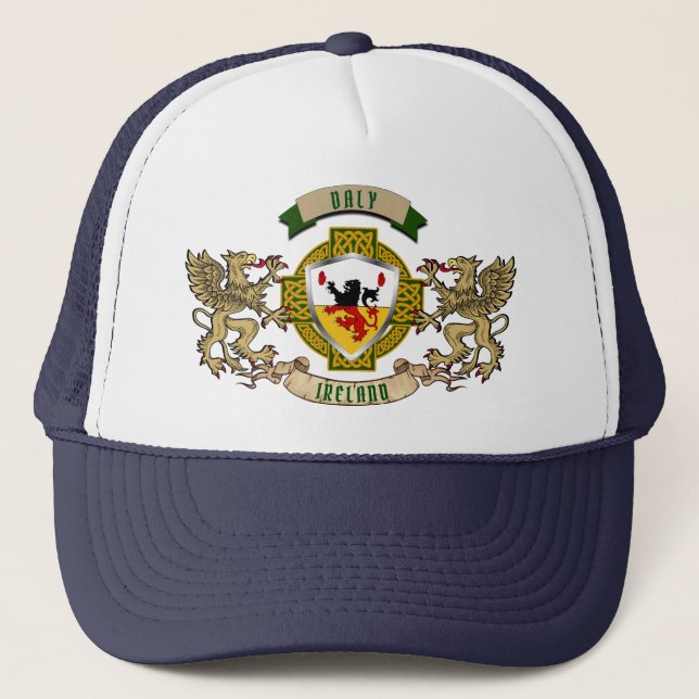 Gorra De Camionero Daly Irish Shield y Griffins Personalizados (Anverso)