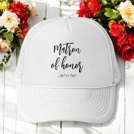 Gorra De Camionero Dama de Honor Boda Negro Blanco