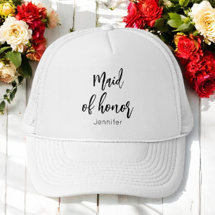Gorra De Camionero Dama de honor boda negro blanco 