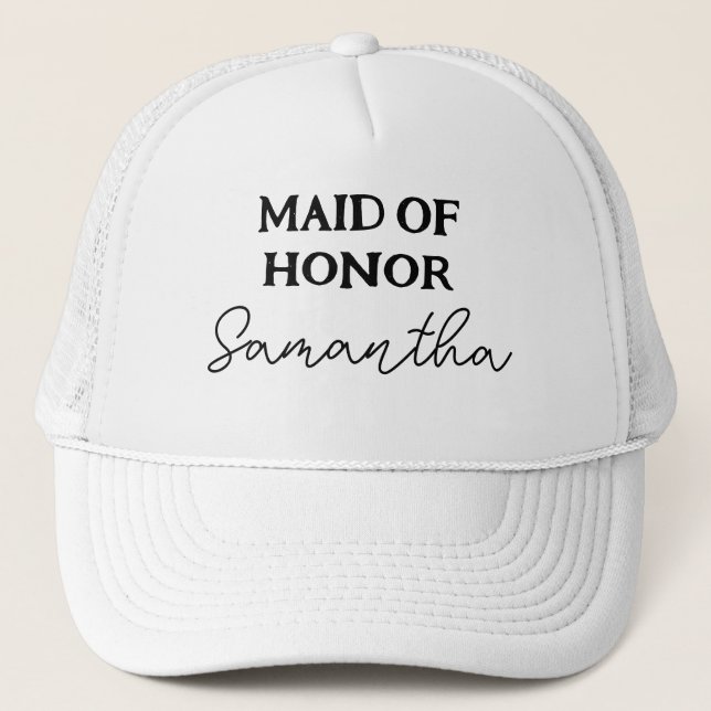 Gorra De Camionero Dama De Honor Negro Y Blanco (Anverso)