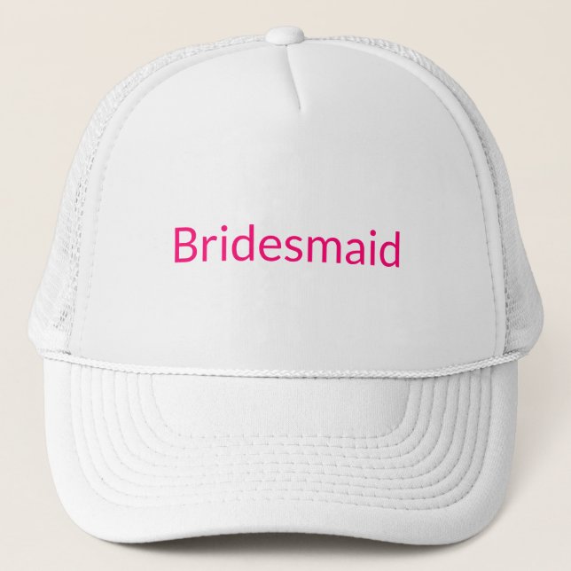Gorra De Camionero Dama de honor rosa caliente fucsia blanco minimali (Anverso)