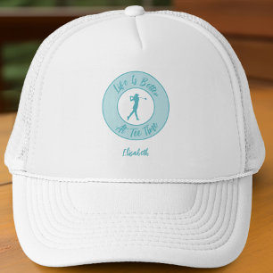 Gorra De Camionero Damas Divertidas Golfistas Hora de Salida Azul Tea