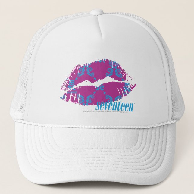 Gorra De Camionero Damasco Aguamarina-Púrpura (Anverso)