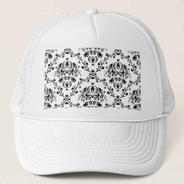 Gorra De Camionero Damasco blanco y negro (Anverso)