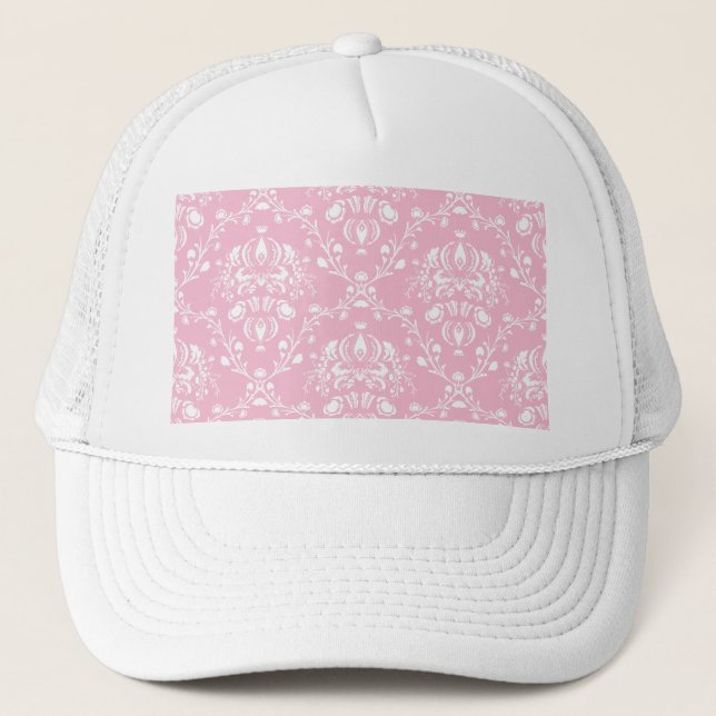 Gorra De Camionero Damasco rosa y blanco (Anverso)