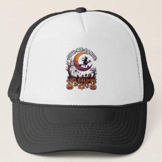 Gorra De Camionero Dame Caramelo Llama Bruja Espantosa Luna Calabazas