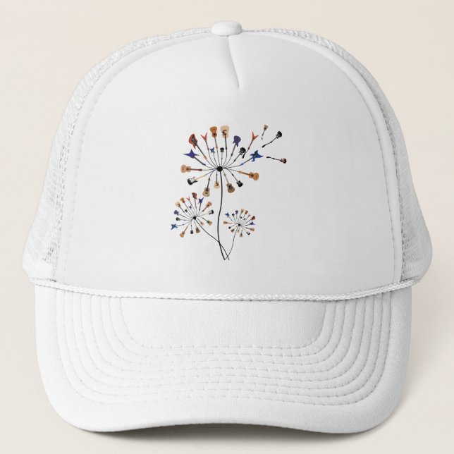 Gorra De Camionero Dandelion Flowers Music Aover Regalo Para Guitarli (Anverso)